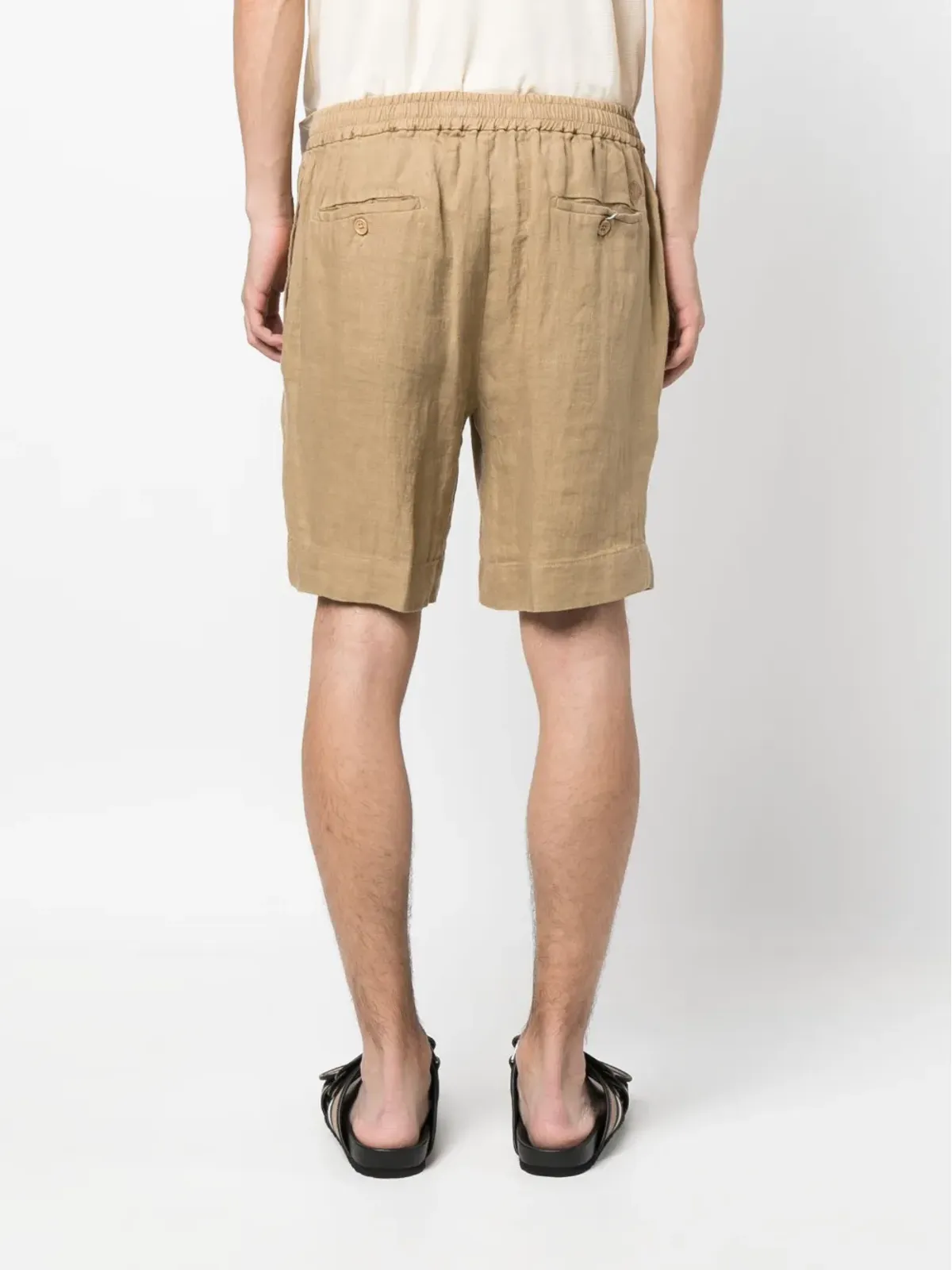 Ralph Lauren Purple Label ドローストリング付きリネンショーツ ブラウン - 画像4