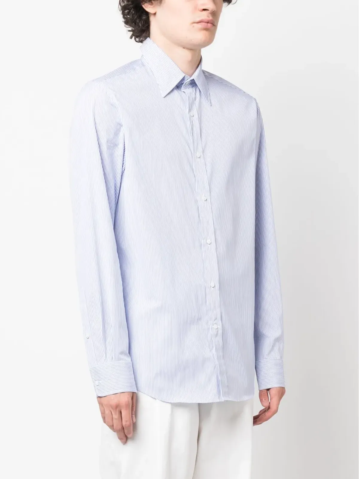 Ralph Lauren Purple Label ストライプ柄コットンシャツ - ブルー - 画像3