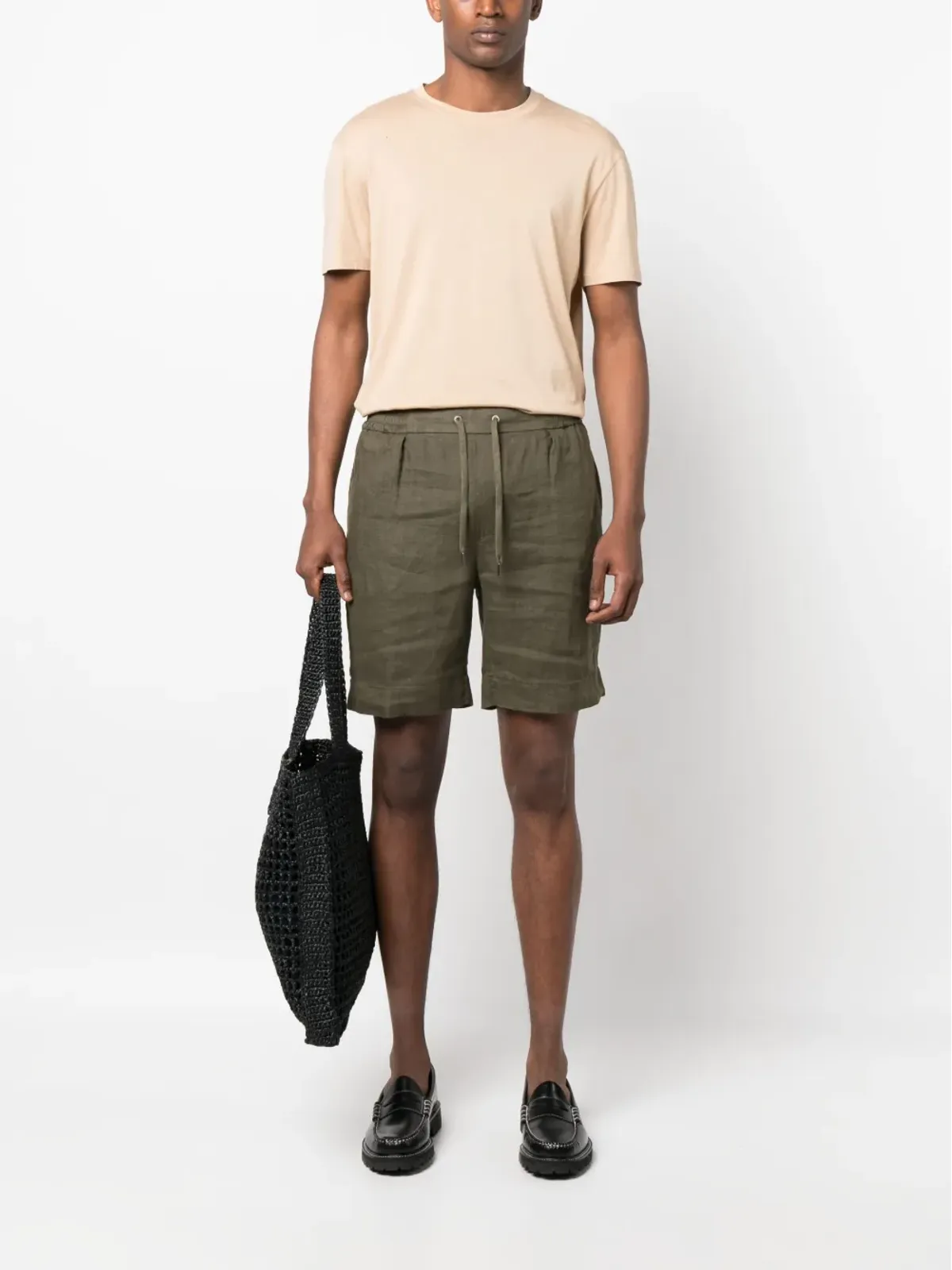 Ralph Lauren Purple Label ドーセット ドローコード付きリネンショーツ（グリーン） - 画像2