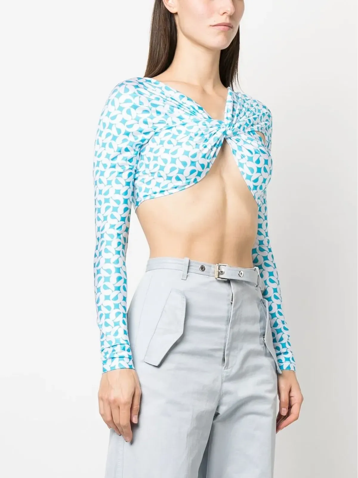 Coperni パターン柄ギャザー入りクロップトップ - 画像3