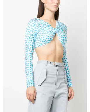 Coperni パターン柄ギャザー入りクロップトップ - サムネイル3