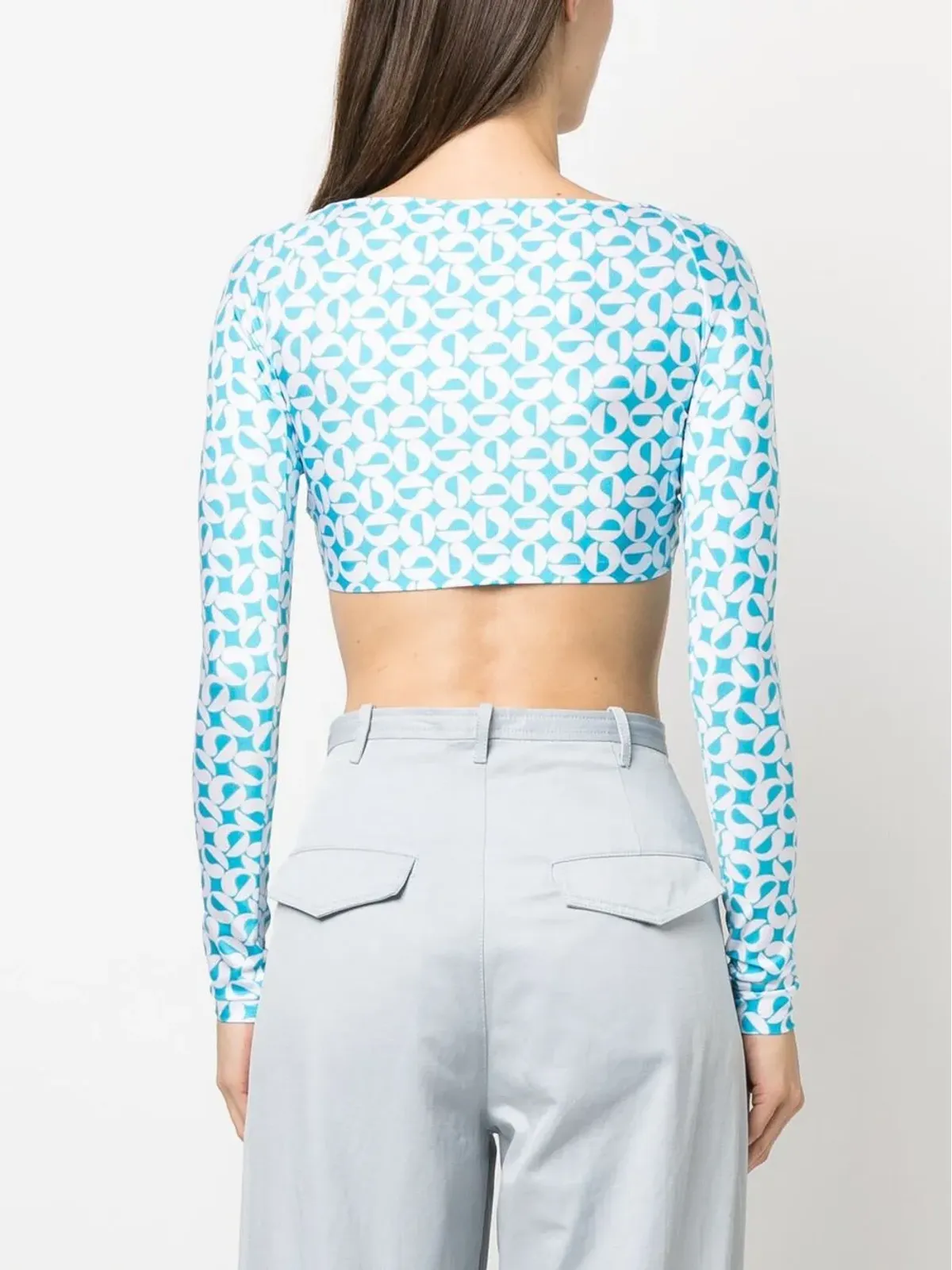 Coperni パターン柄ギャザー入りクロップトップ - 画像4
