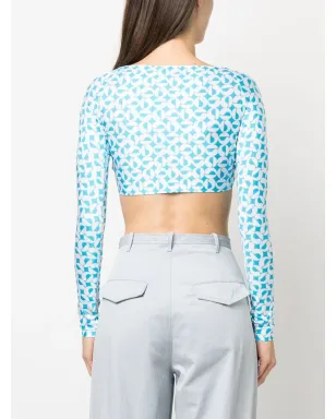 Coperni パターン柄ギャザー入りクロップトップ - サムネイル4