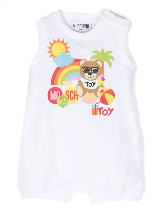 Moschino Kids Moschino Kids ロゴプリント ノースリーブ ロンパースの商品画像