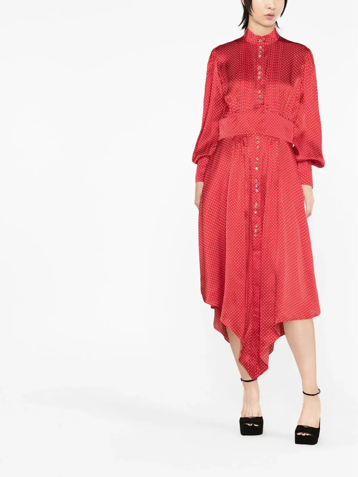 Alexandre Vauthier アシンメトリック ポルカドット シルク ドレス - 画像2