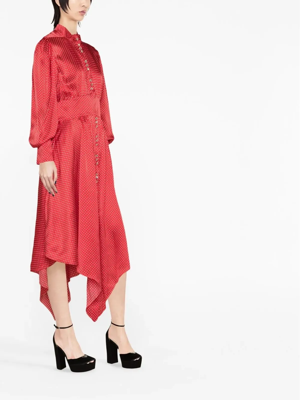 Alexandre Vauthier アシンメトリック ポルカドット シルク ドレス - 画像3