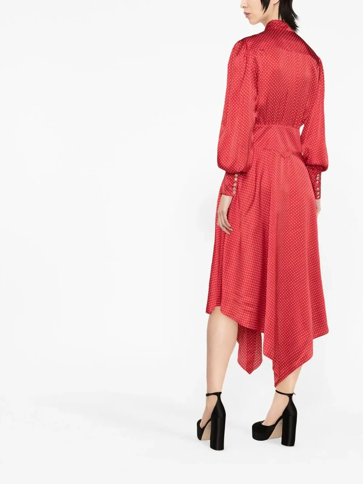 Alexandre Vauthier アシンメトリック ポルカドット シルク ドレス - 画像4