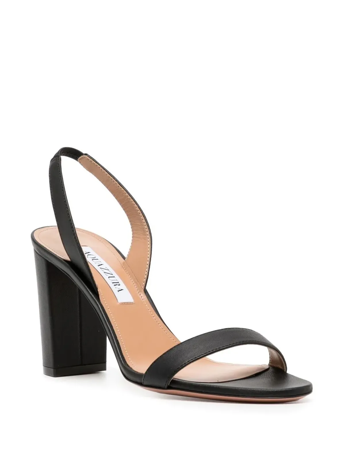 Aquazzura 95mmオープントゥレザーサンダル（ブラック） - 画像2