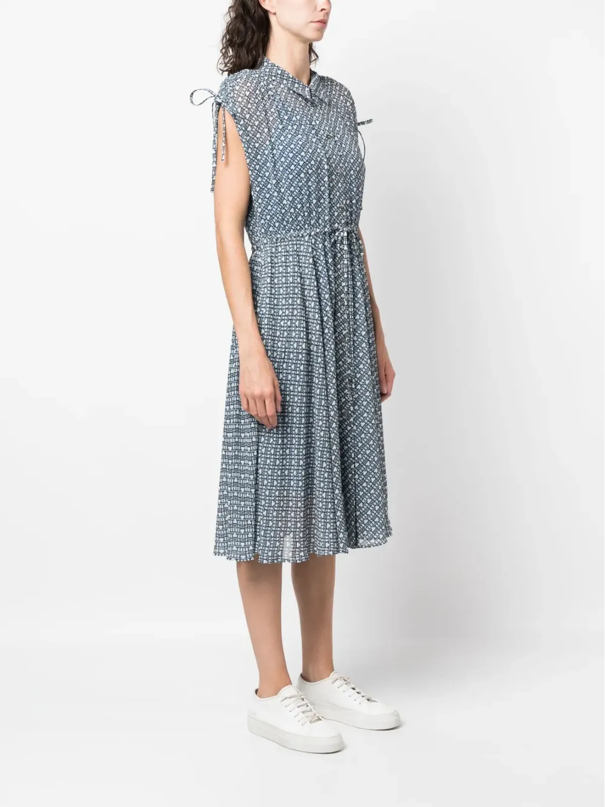 Tommy Hilfiger AMD ロゴプリント シフォン ミディドレス - 画像3
