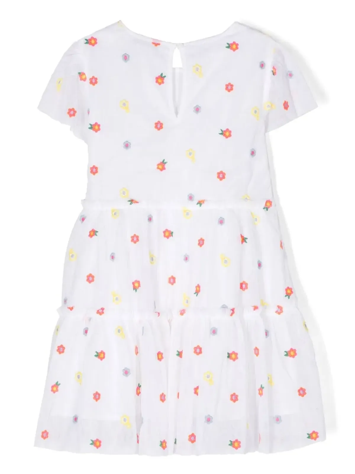 Stella McCartney Kids floral-print tiered dress - White - 画像2