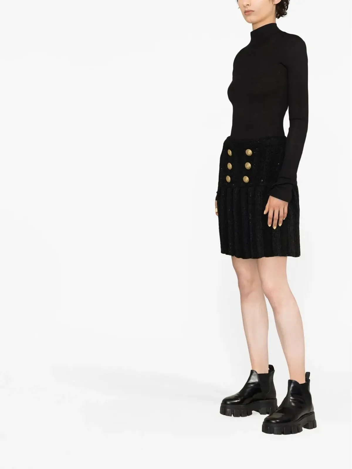 Balmain ハイウエスト ボタンディテール スカート - 画像3