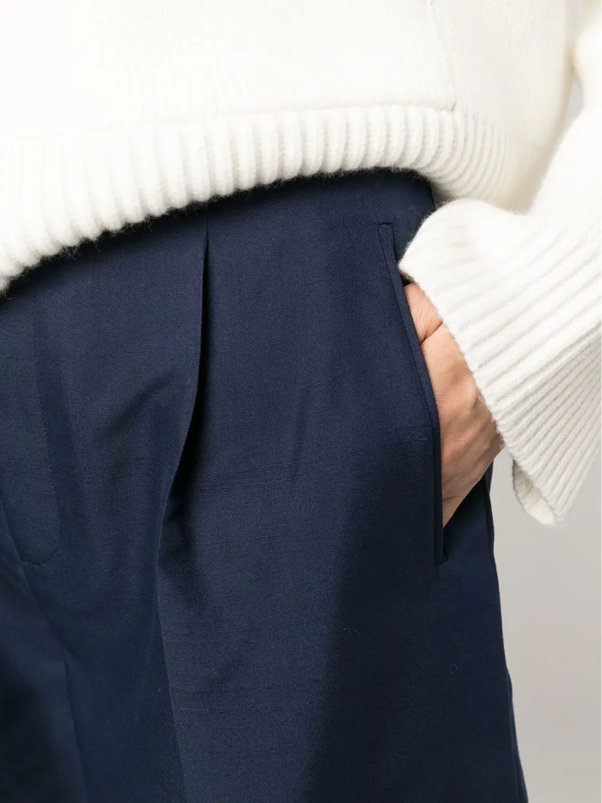 Ralph Lauren Collection プリーツ入りシルクショーツ ブルー - 画像5