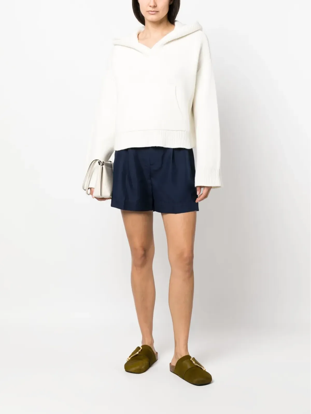 Ralph Lauren Collection プリーツ入りシルクショーツ ブルー - 画像2