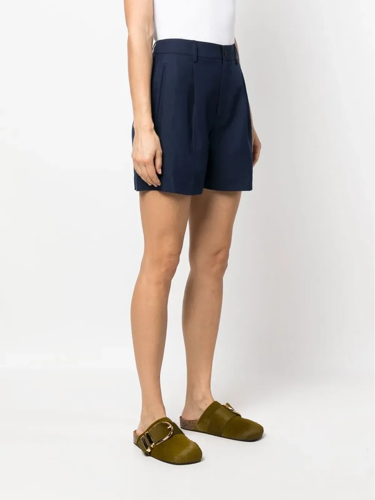 Ralph Lauren Collection プリーツ入りシルクショーツ ブルー - 画像3