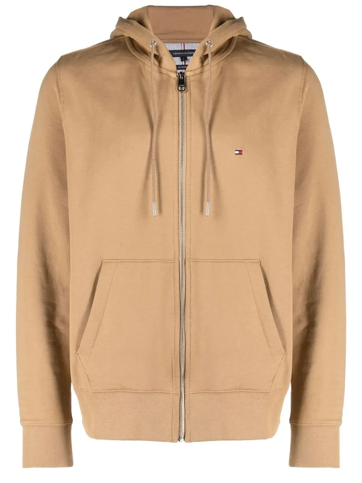 Tommy Hilfiger 1985 コットン ジップアップ フーディー ブラウン - 画像1