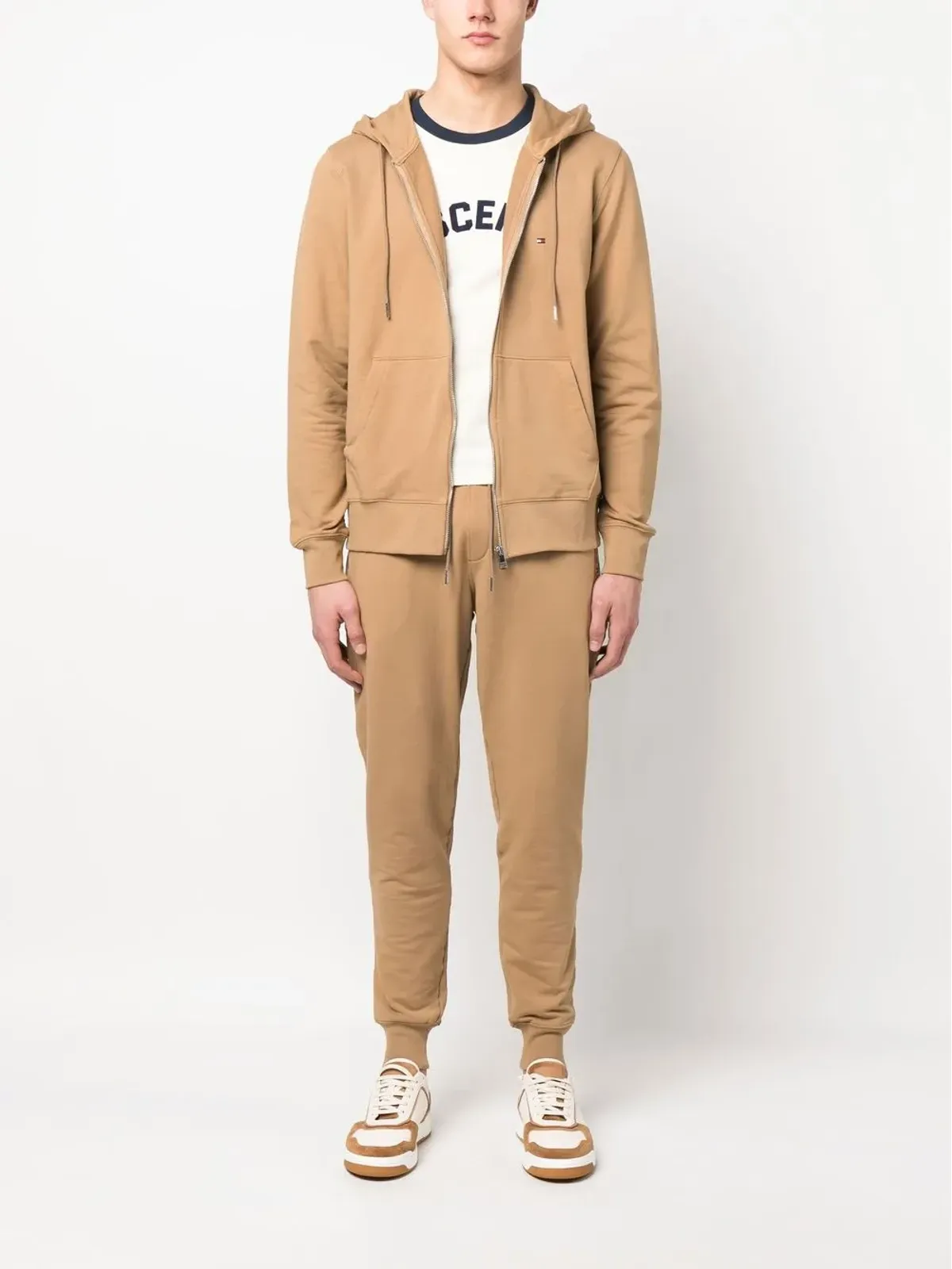 Tommy Hilfiger 1985 コットン ジップアップ フーディー ブラウン - 画像2