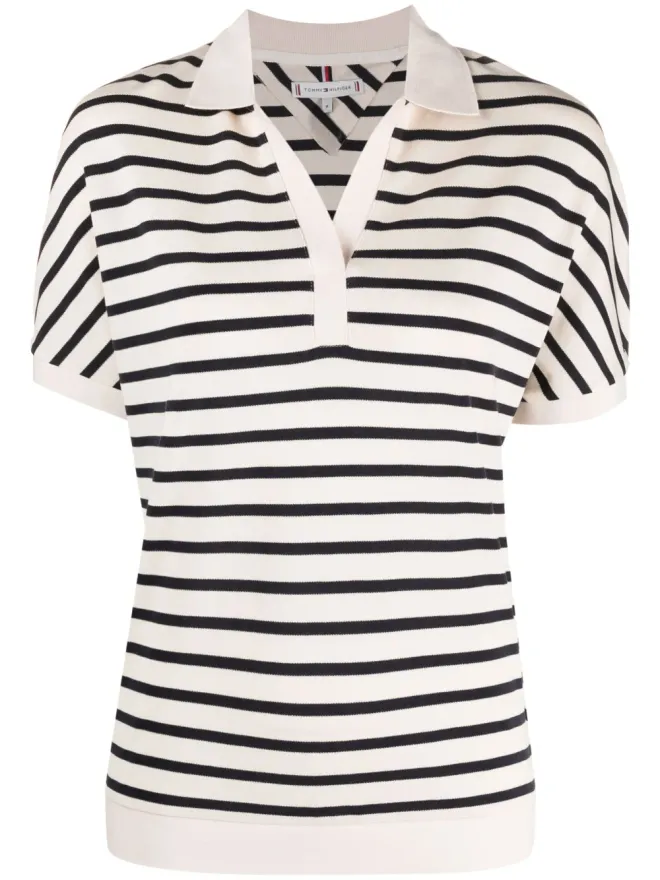 Tommy Hilfiger Tommy Hilfiger ストライプ柄 スプリットネック Tシャツの商品画像