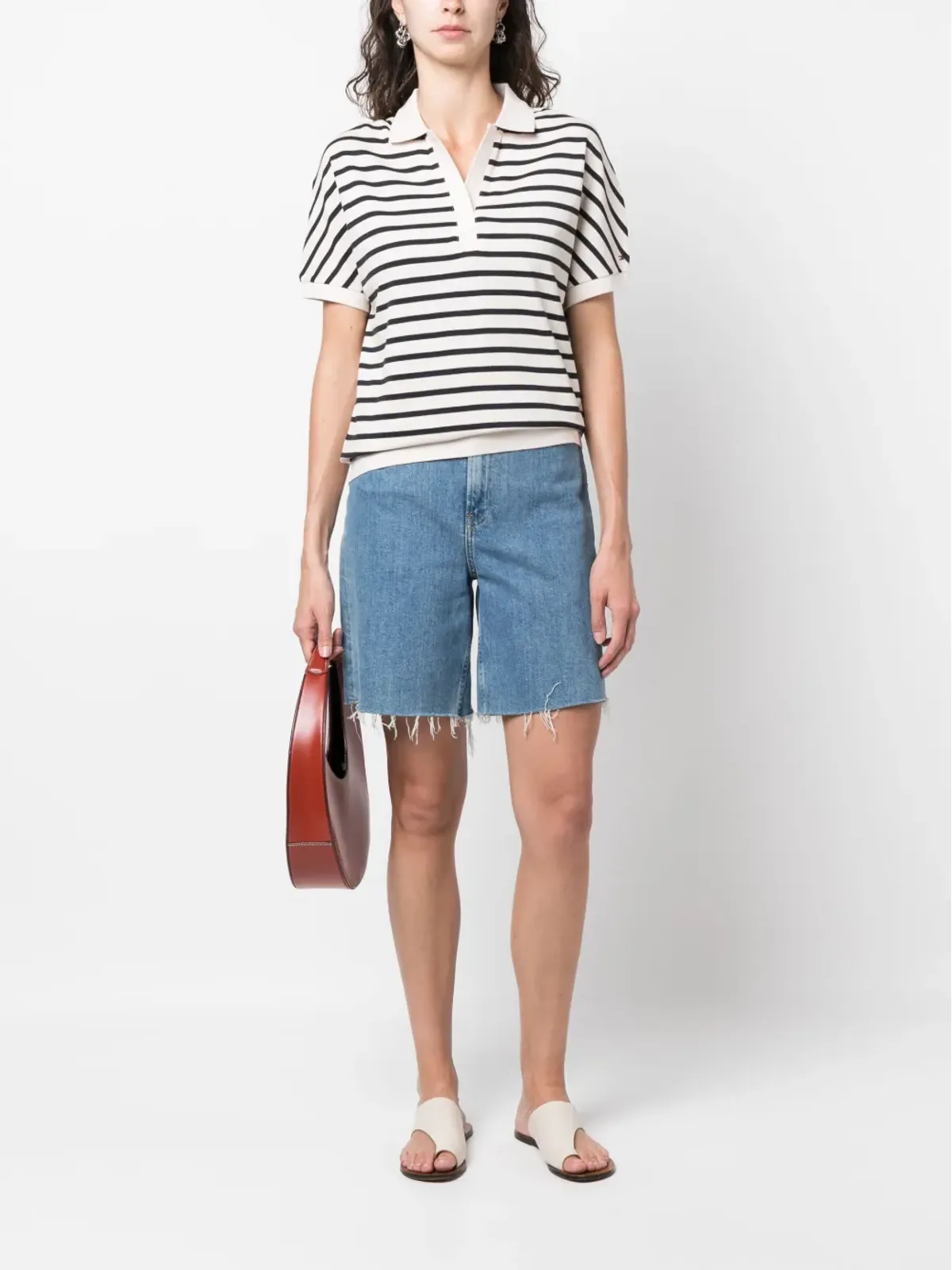 Tommy Hilfiger ストライプ柄 スプリットネック Tシャツ - 画像2