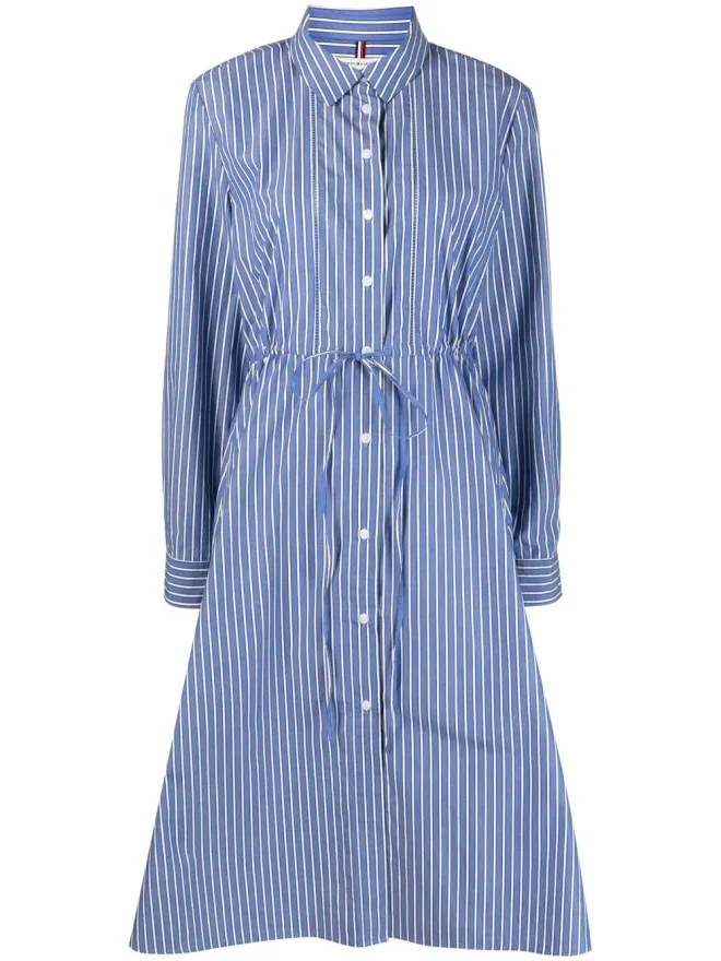 Tommy Hilfiger Tommy Hilfiger ストライプ柄ミディ丈シャツドレス - ブルーの商品画像