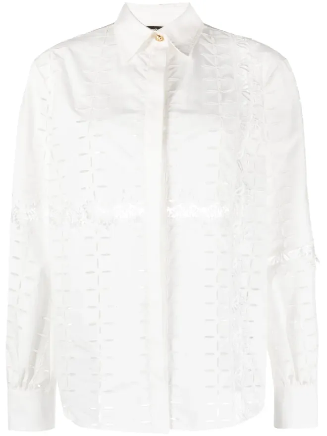 Roberto Cavalli Roberto Cavalli カットアウトディテール コットンシャツ - Whiteの商品画像