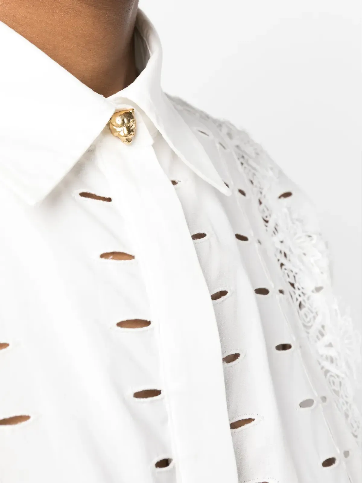 Roberto Cavalli カットアウトディテール コットンシャツ - White - 画像5