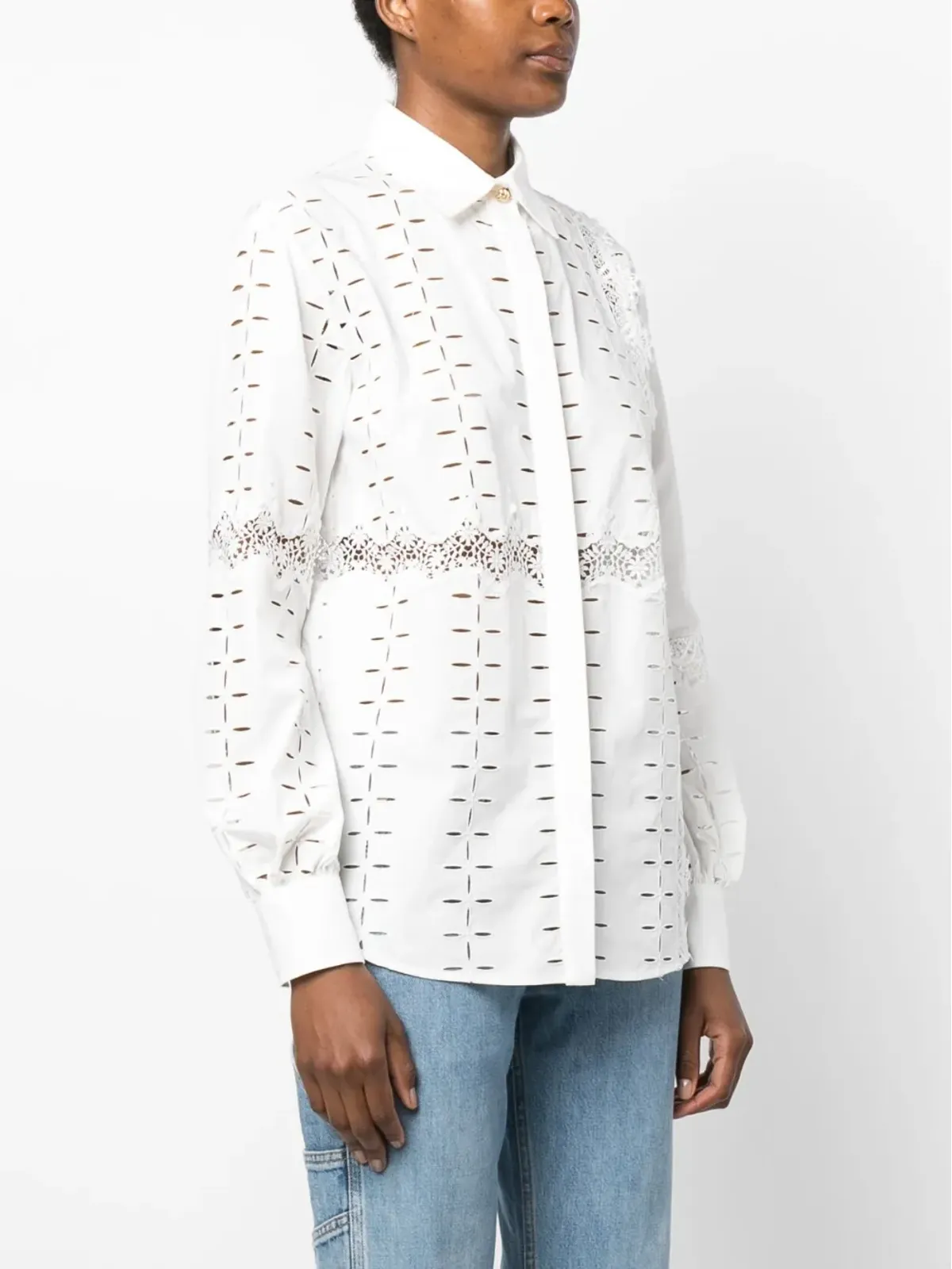Roberto Cavalli カットアウトディテール コットンシャツ - White - 画像3