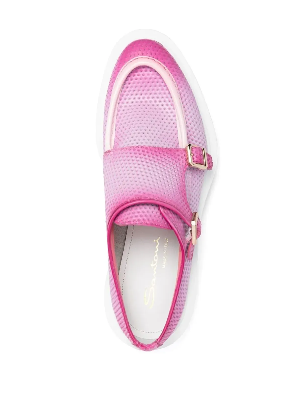 Santoni レザー ダブルバックル ローファー - 画像4