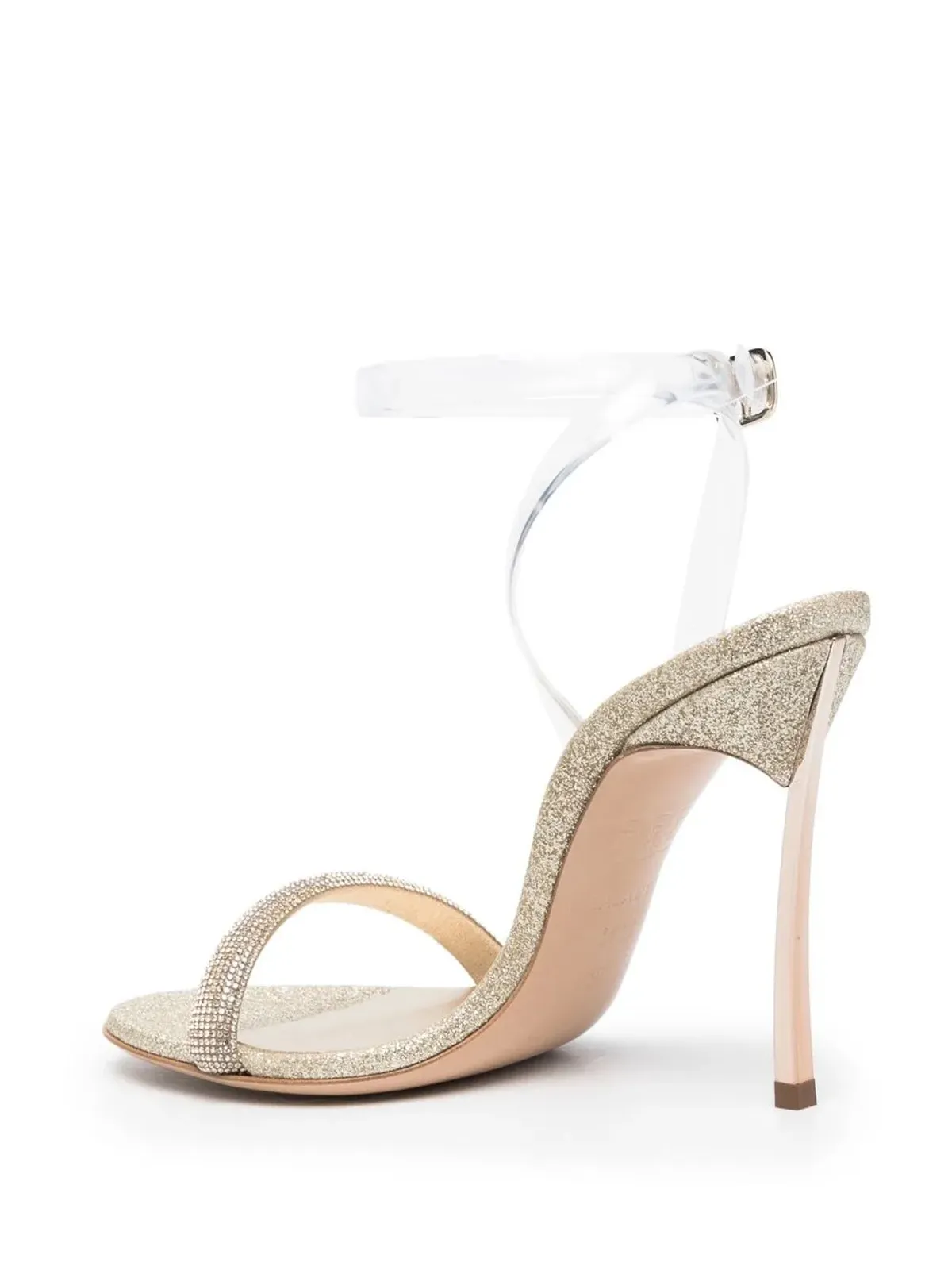 Casadei グリッター入りレザーサンダル - ゴールド - 画像3