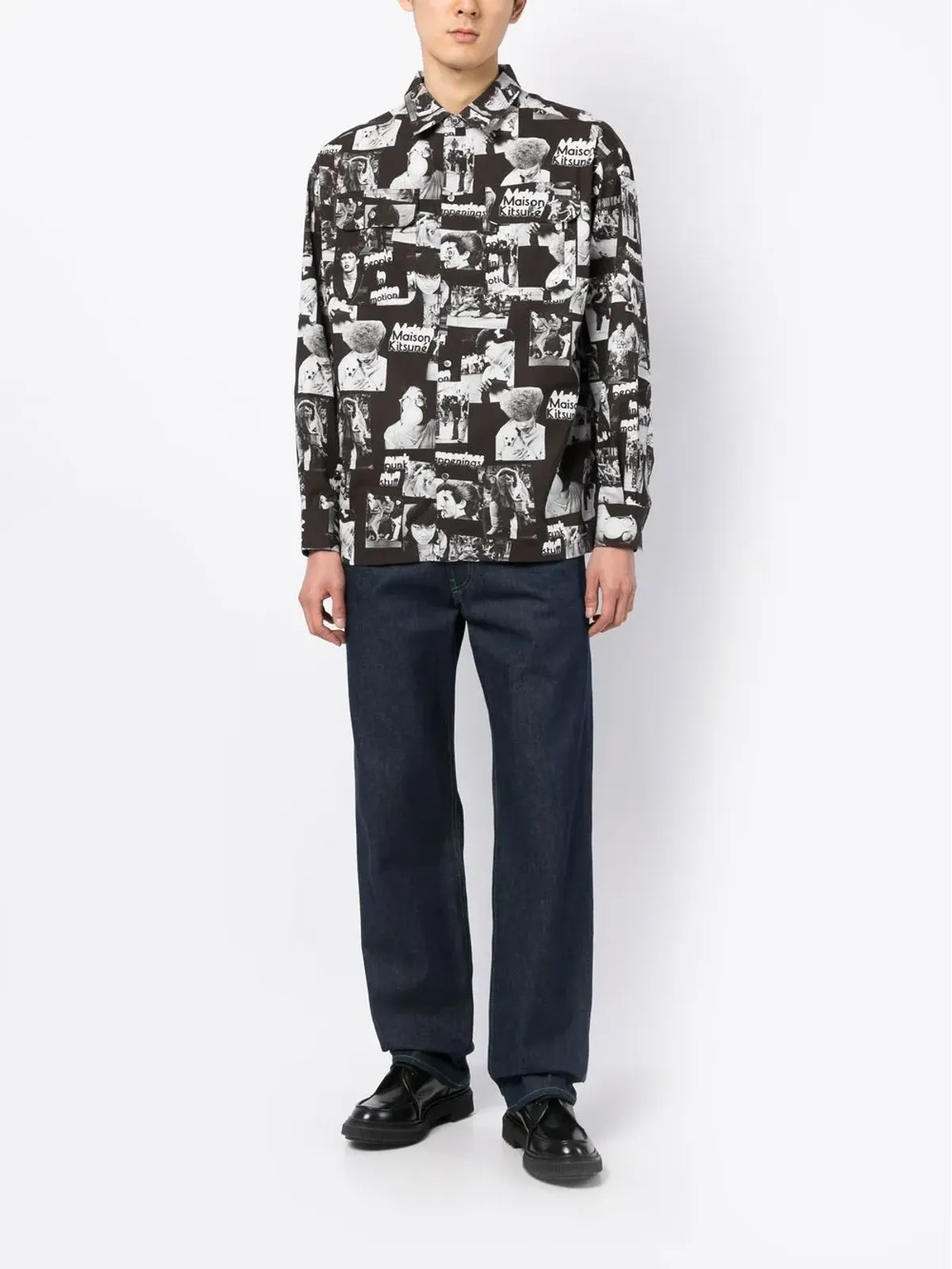 Maison Kitsuné グラフィックプリント コットンシャツ ブラック - 画像2