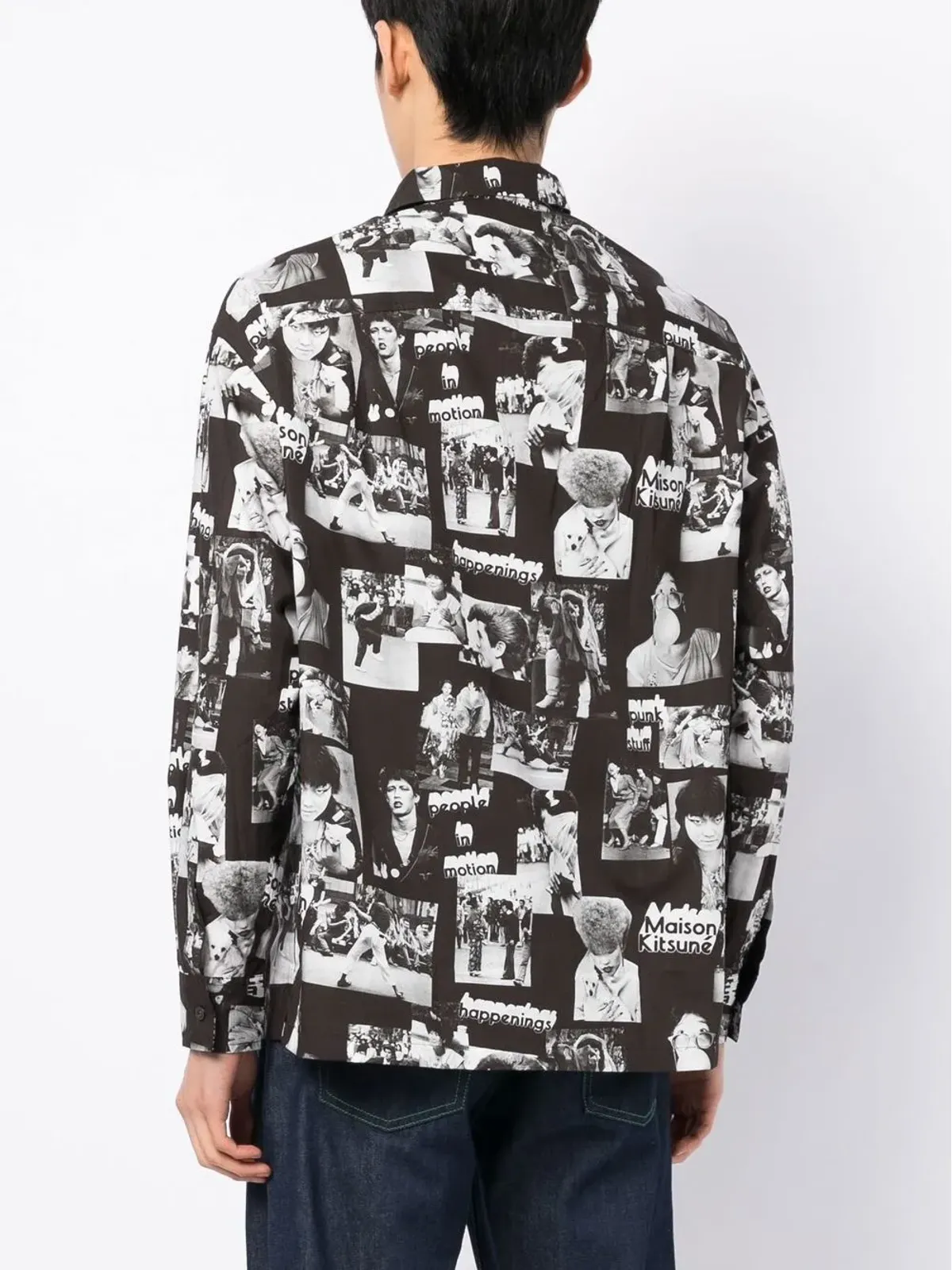 Maison Kitsuné グラフィックプリント コットンシャツ ブラック - 画像4