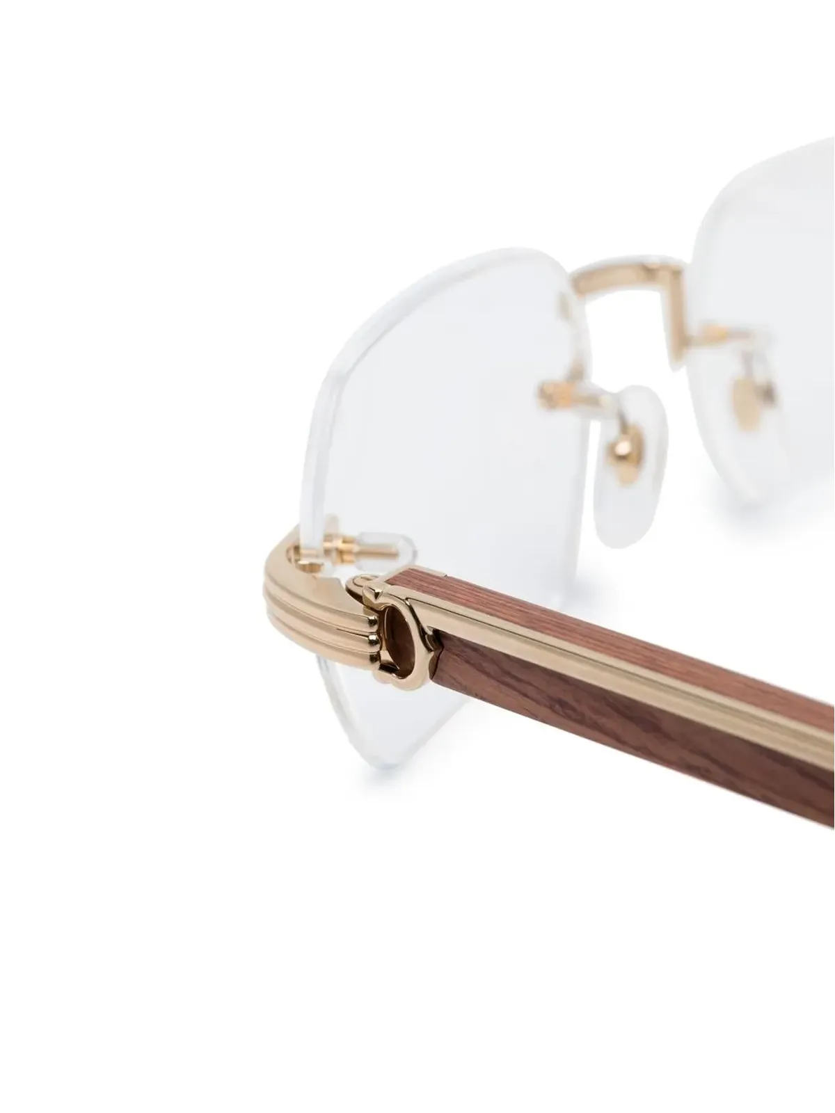 Cartier Eyewear CT0377O フレームレス眼鏡 ブラウン - 画像3