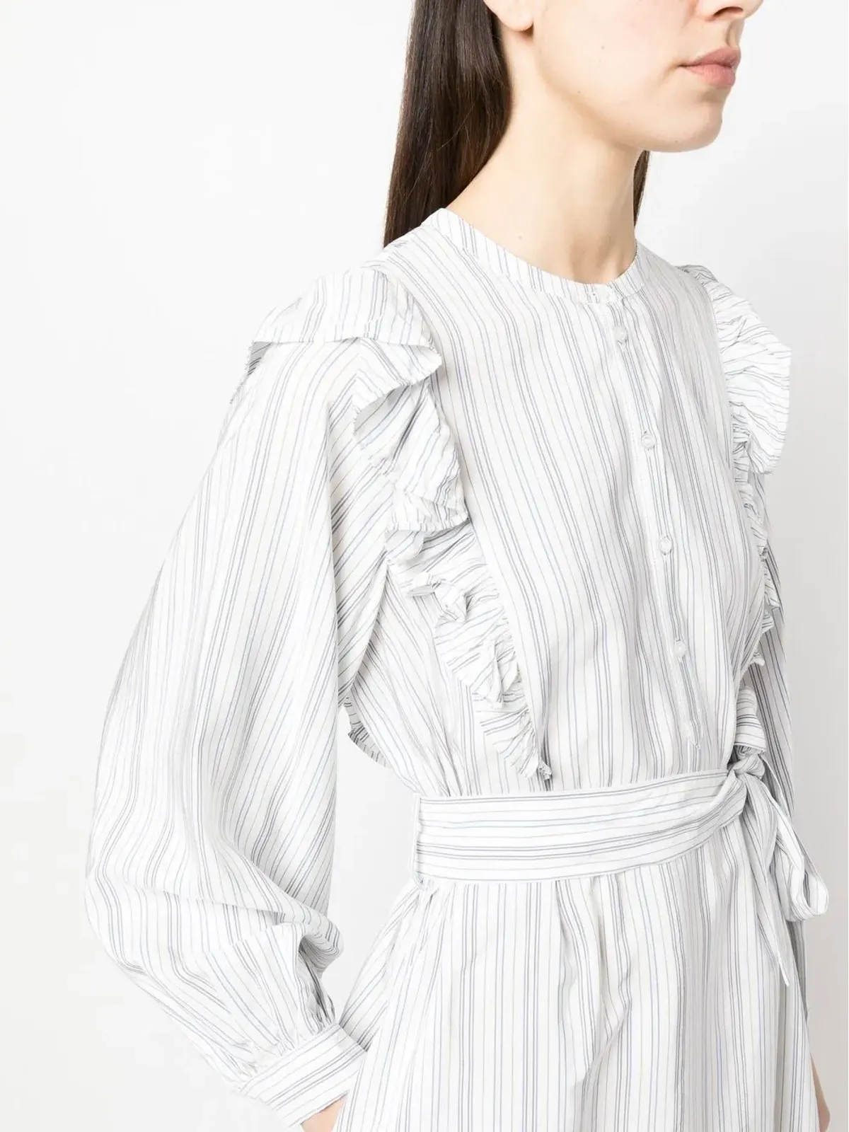 Tommy Hilfiger レギュラーストライプ・ショート・フリルドレス - ホワイト - 画像5