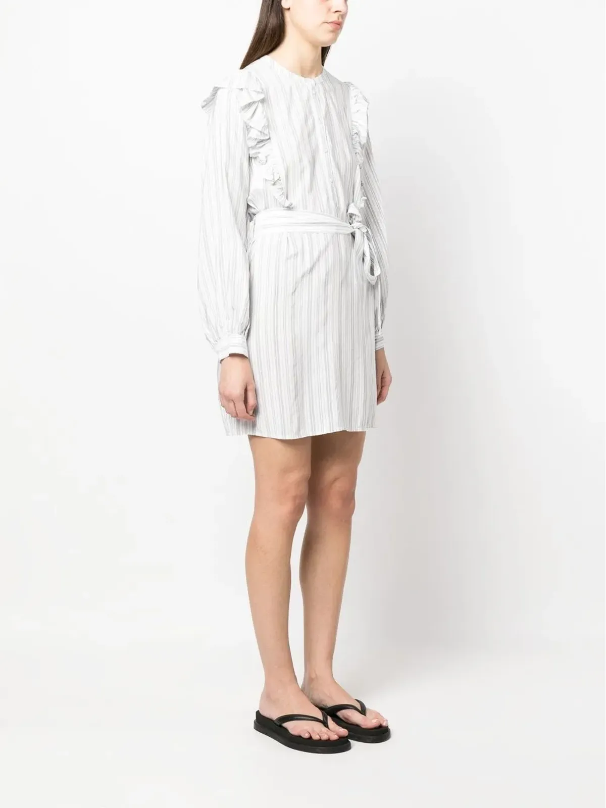 Tommy Hilfiger レギュラーストライプ・ショート・フリルドレス - ホワイト - 画像3
