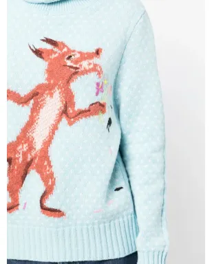 Maison Kitsuné プリント柄ニットフーディ - ブルー - サムネイル5