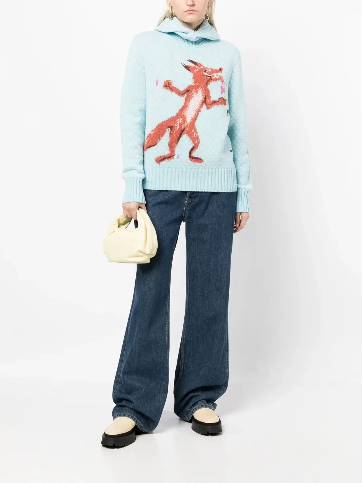 Maison Kitsuné プリント柄ニットフーディ - ブルー - 画像2