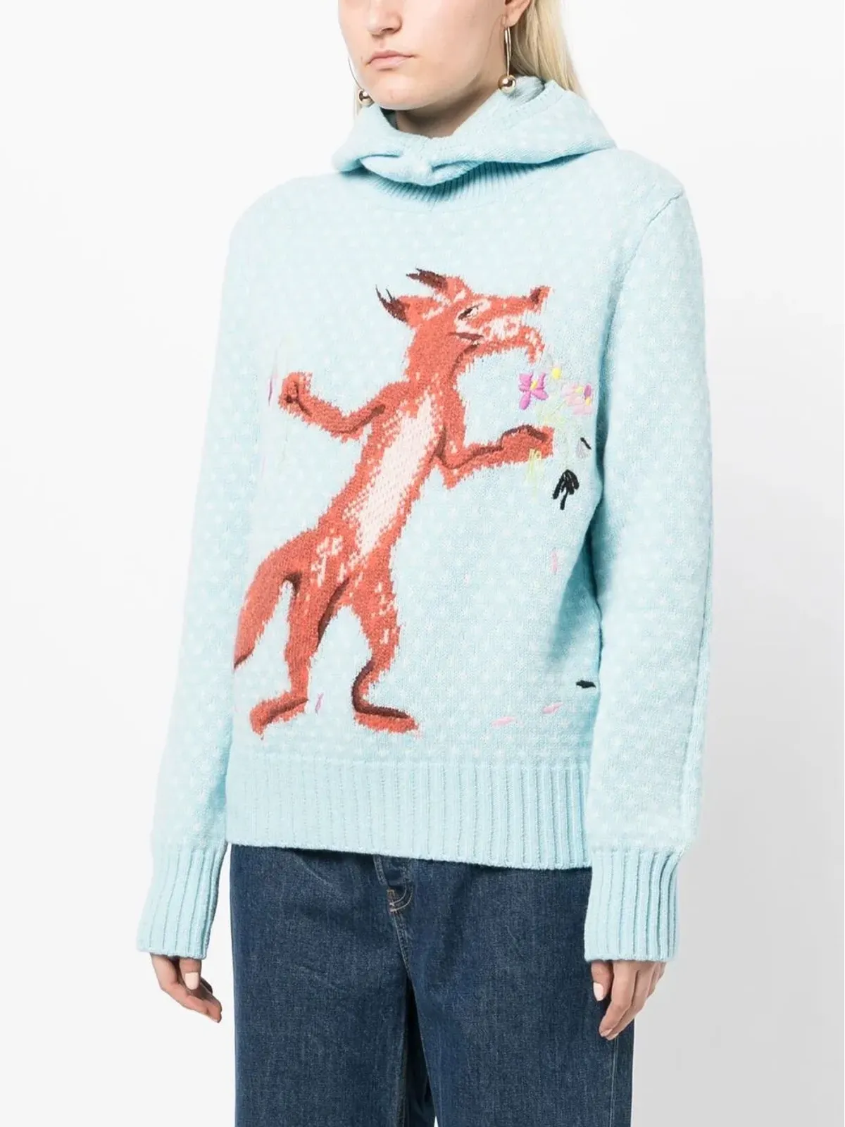 Maison Kitsuné プリント柄ニットフーディ - ブルー - 画像3