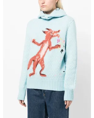 Maison Kitsuné プリント柄ニットフーディ - ブルー - サムネイル3