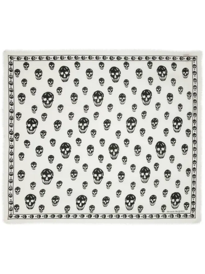 Alexander McQueen Alexander McQueen スカルプリントウールスカーフの商品画像