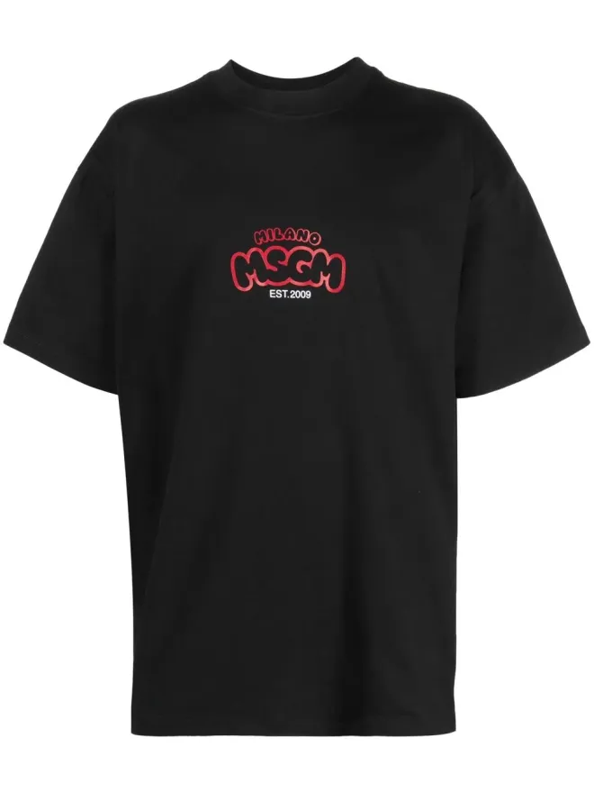 MSGM MSGM グラフィックプリント コットン Tシャツ - ブラックの商品画像