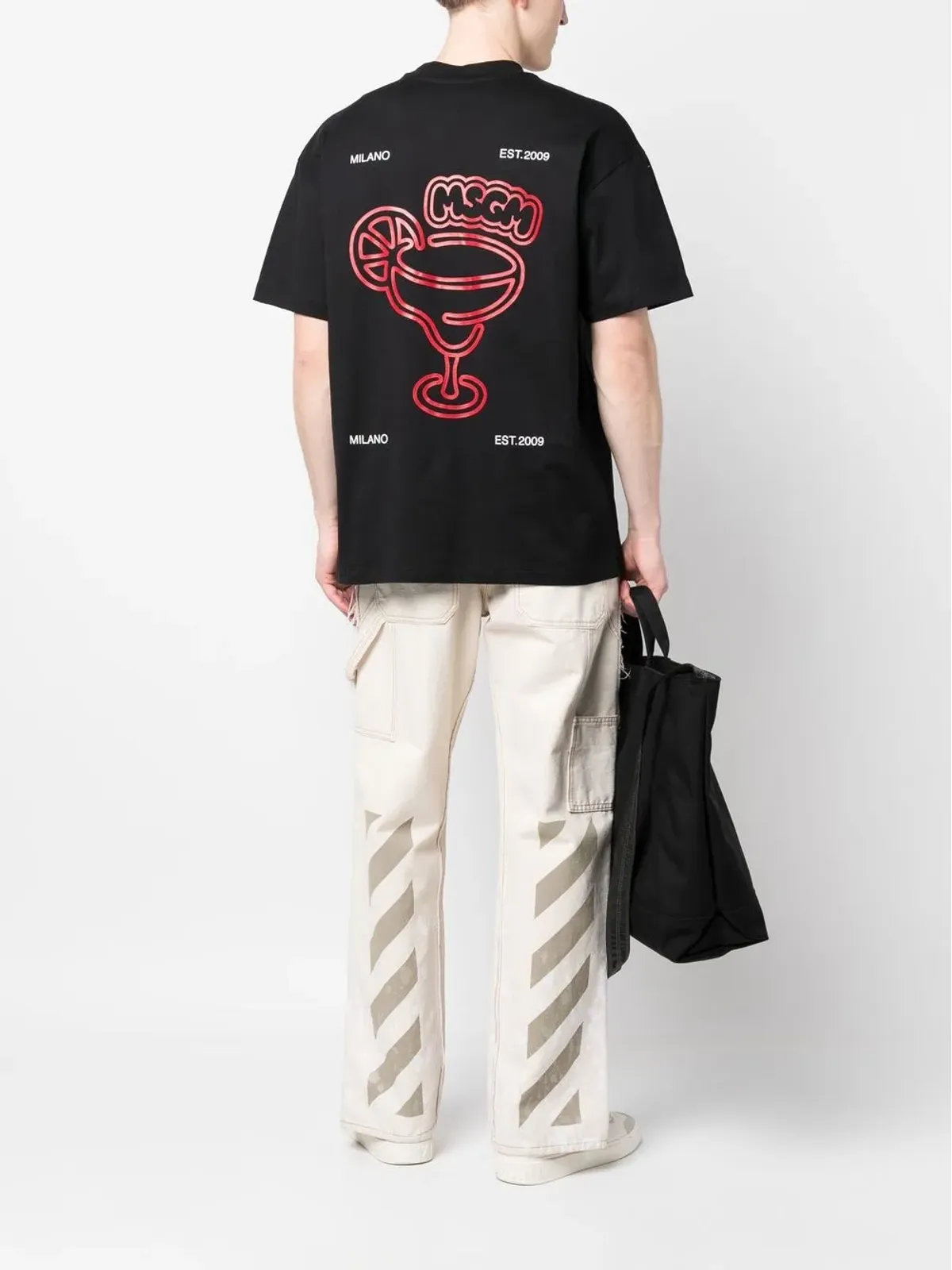 MSGM グラフィックプリント コットン Tシャツ - ブラック - 画像2