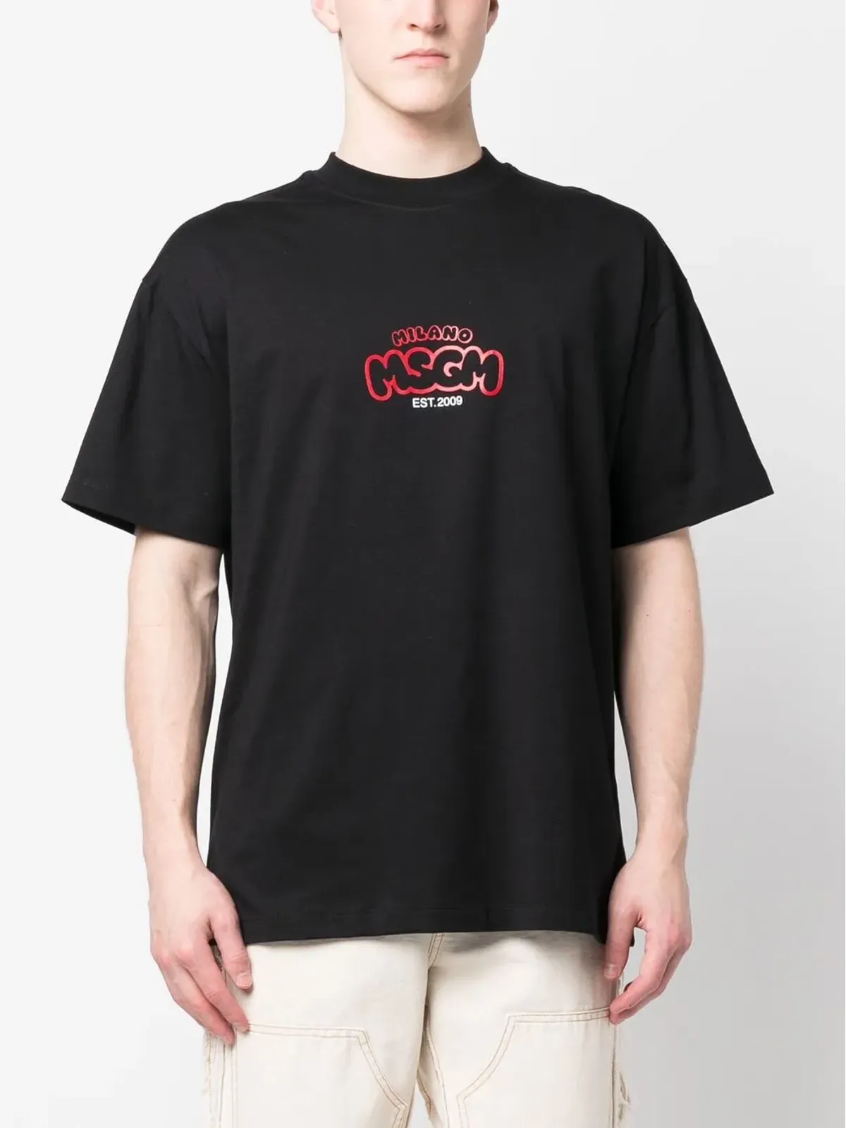 MSGM グラフィックプリント コットン Tシャツ - ブラック - 画像3