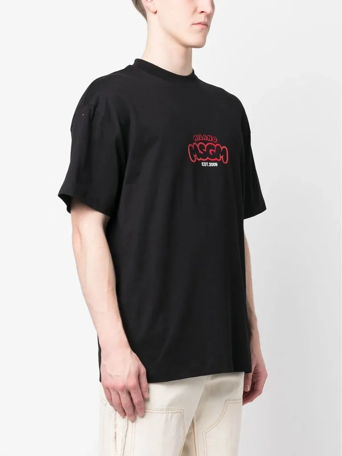 MSGM グラフィックプリント コットン Tシャツ - ブラック - 画像4