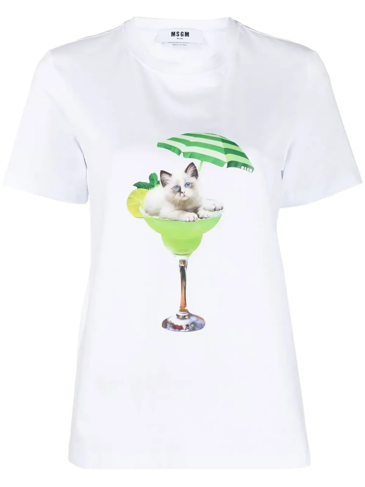 MSGM グラフィックプリント クルーネック Tシャツ - White - 画像1