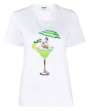 MSGM グラフィックプリント クルーネック Tシャツ - White - サムネイル1