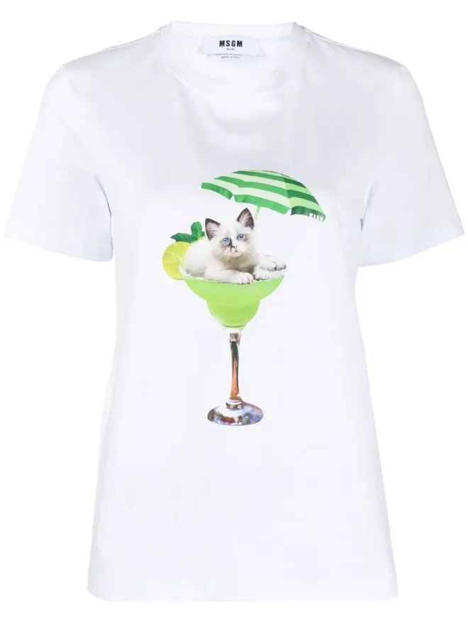 MSGM MSGM グラフィックプリント クルーネック Tシャツ - Whiteの商品画像
