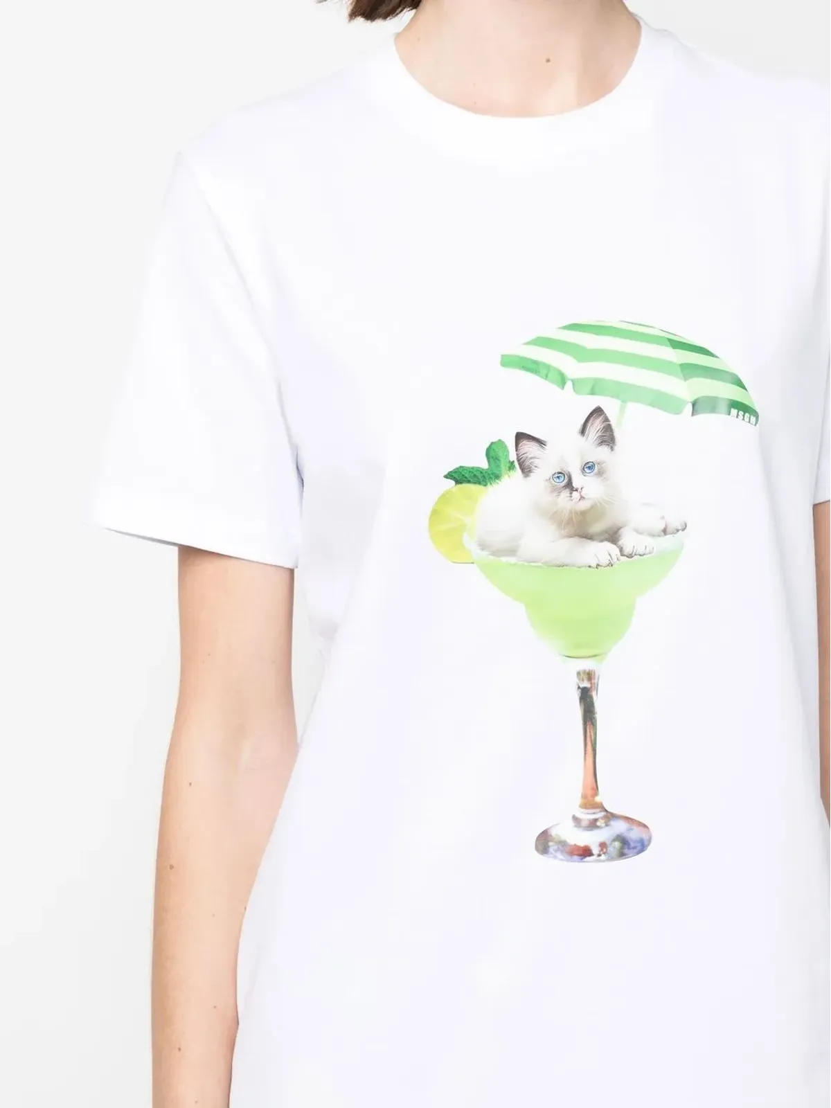 MSGM グラフィックプリント クルーネック Tシャツ - White - 画像5