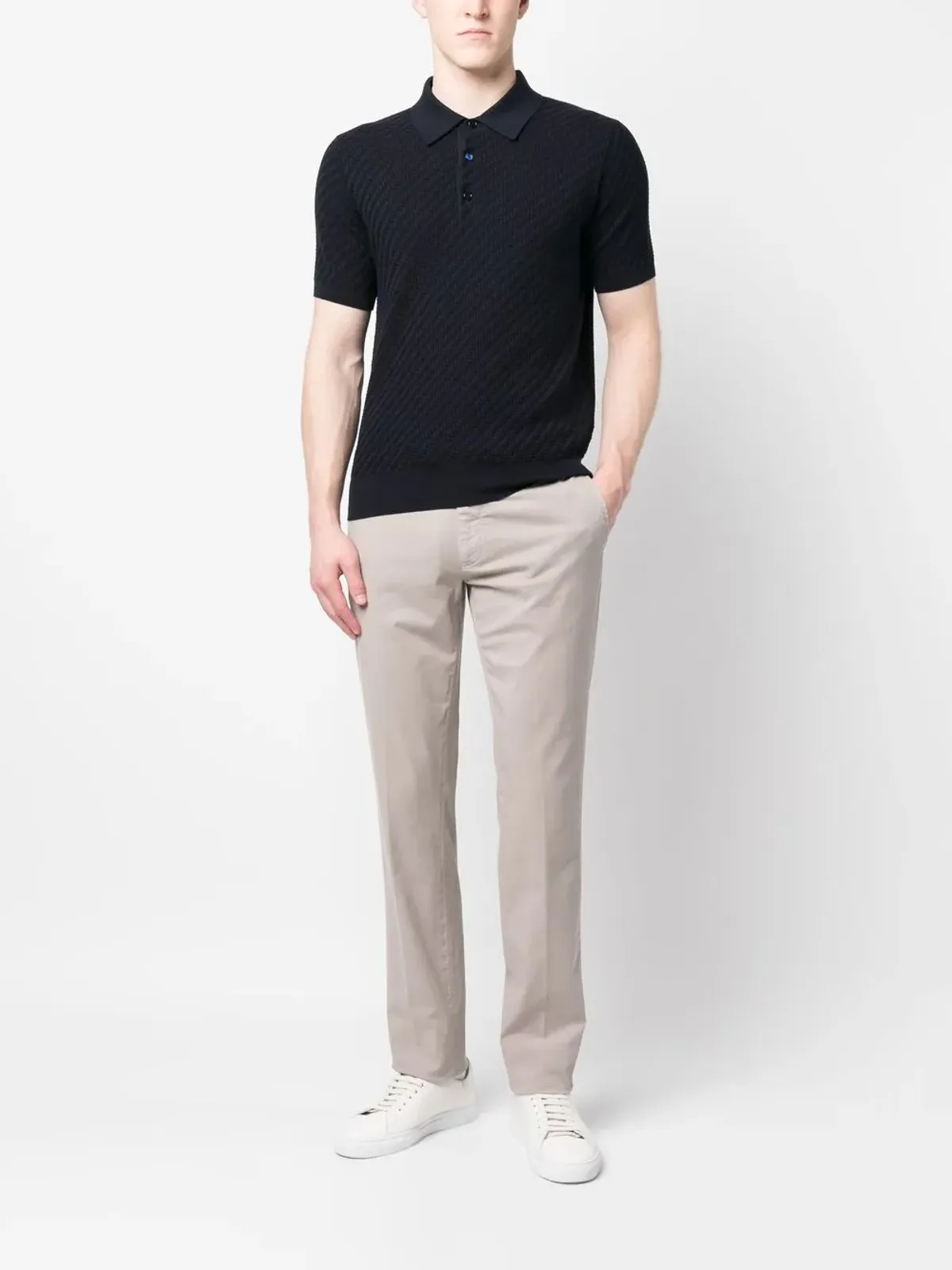Brioni ワッフルニットポロシャツ - 画像2