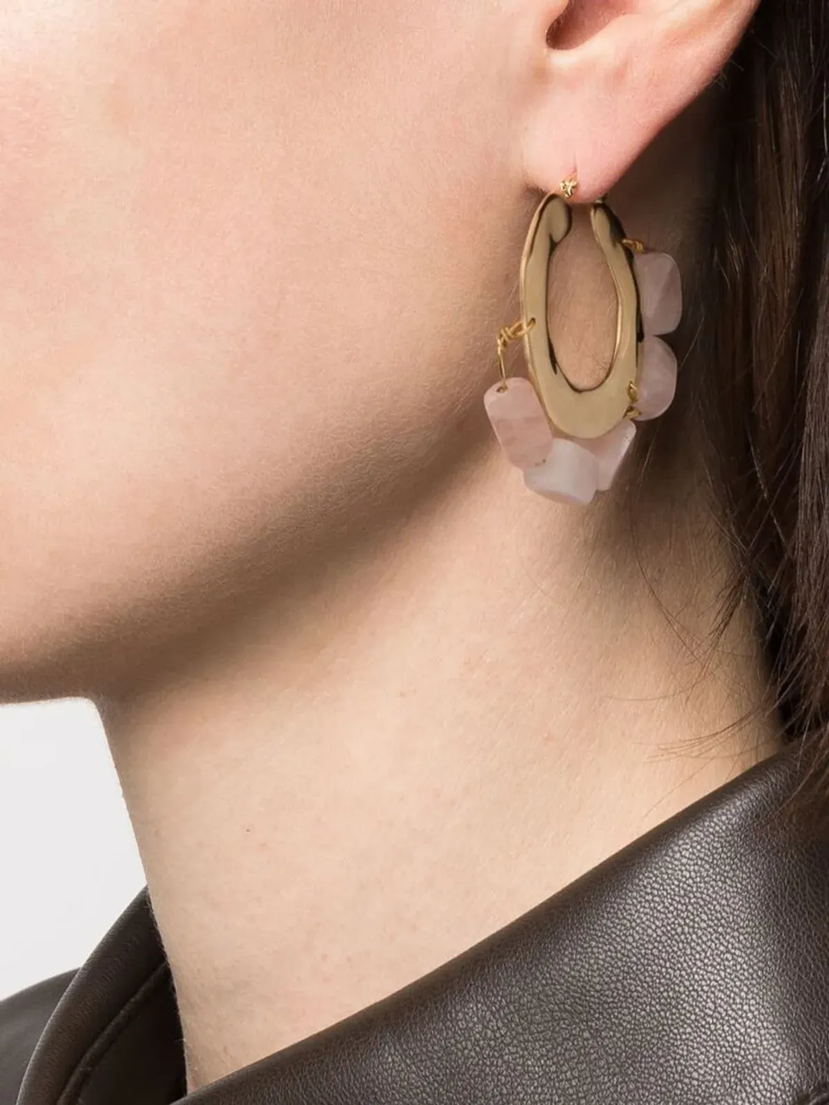 Jil Sander クリスタル装飾フープピアス - ピンク - 画像2
