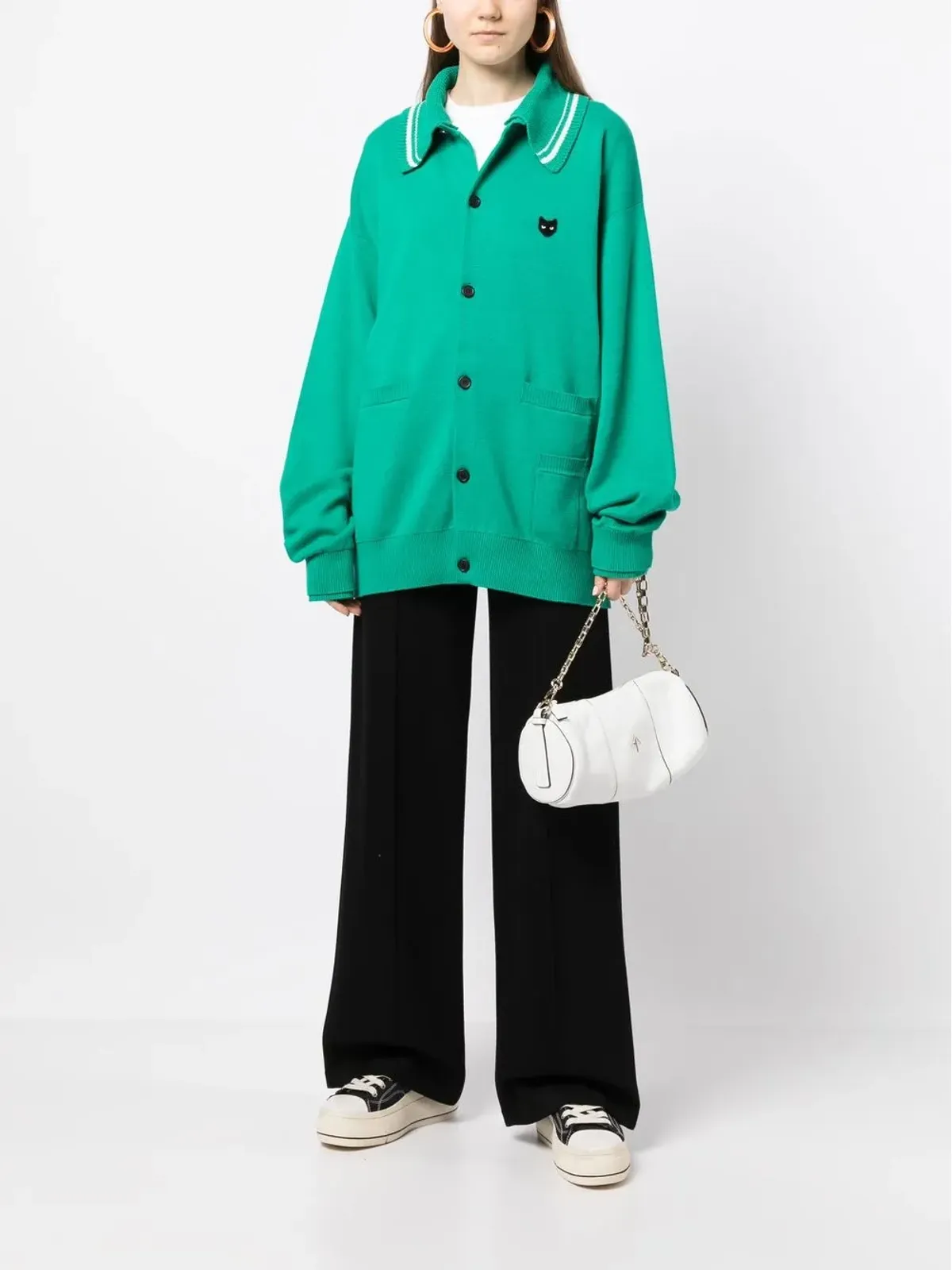 ZZERO BY SONGZIO ロゴパッチ クルーネック カーディガン - グリーン - 画像3