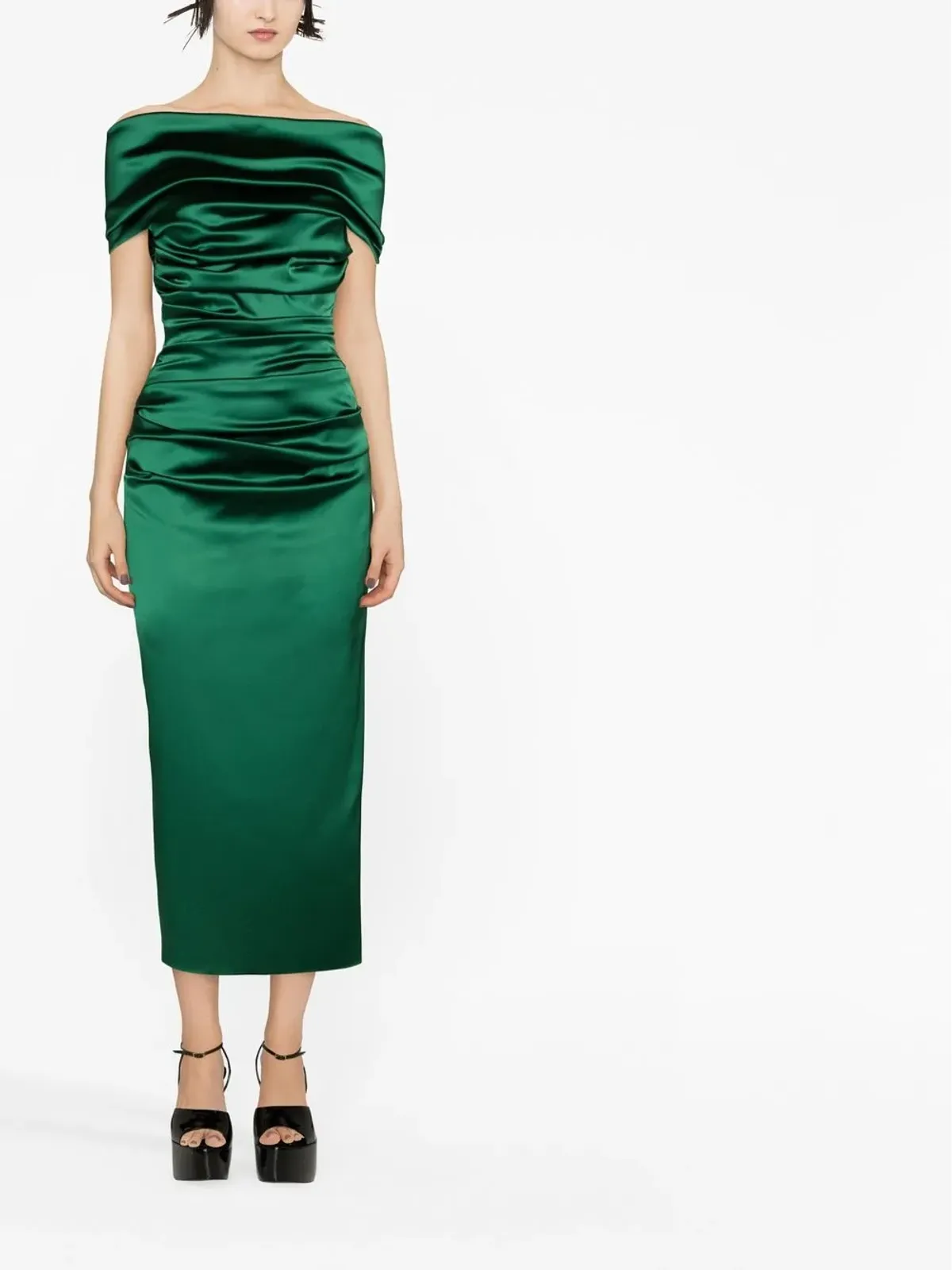 Talbot Runhof ドレープオフショルダードレス - 画像2